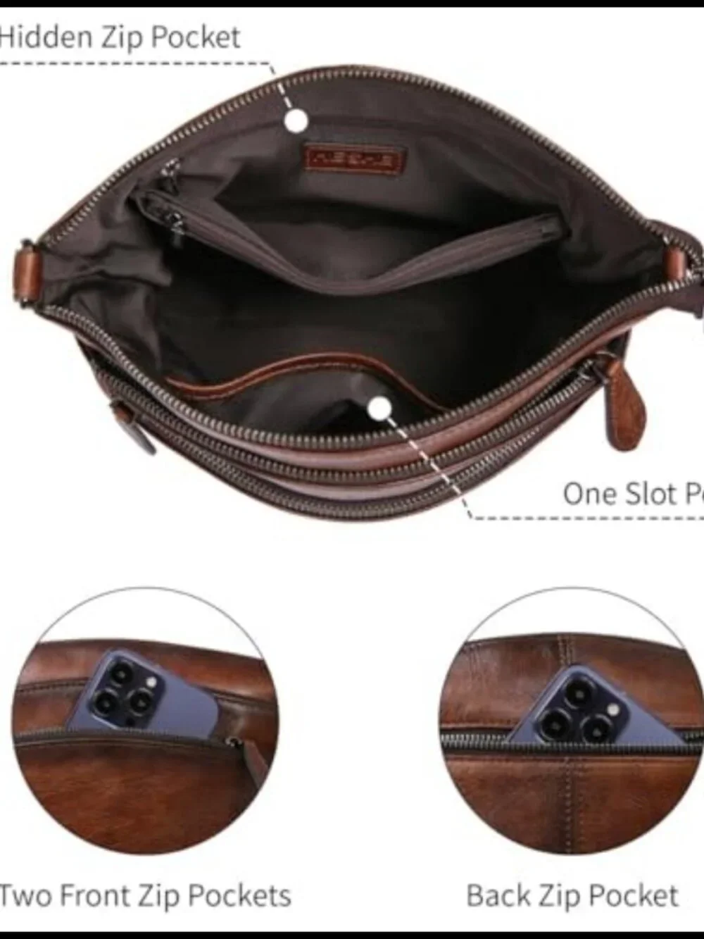 Vintage Leather Crossbody Shoulder Handbag Travel Purse